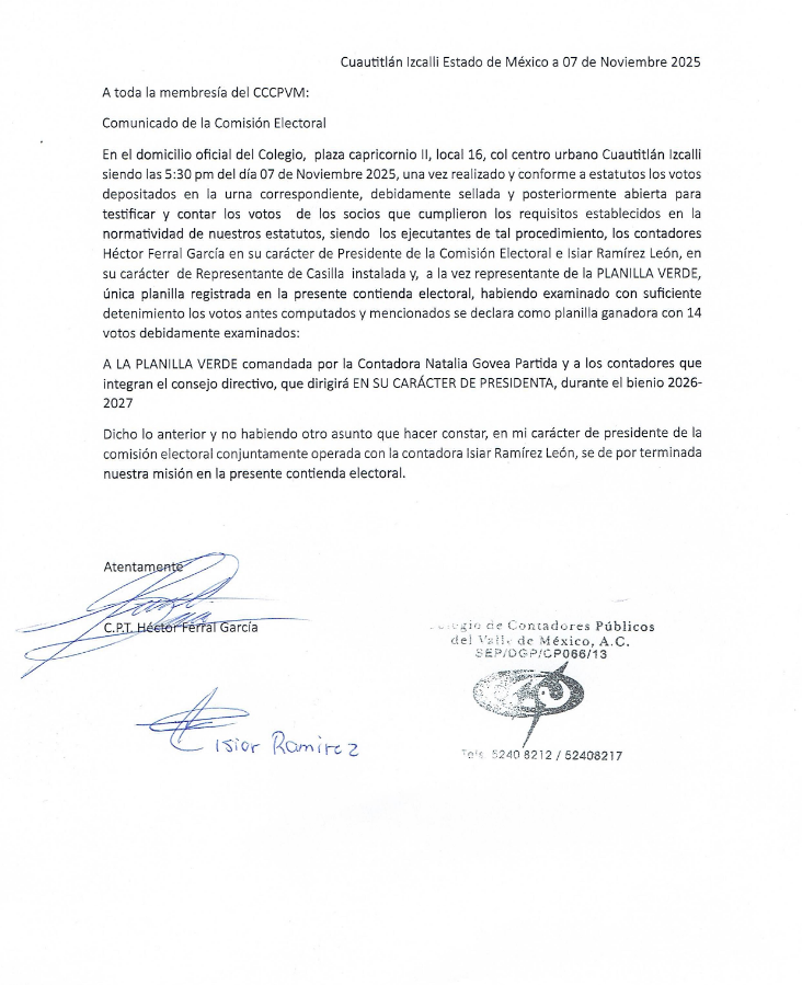 integración de mesa directiva